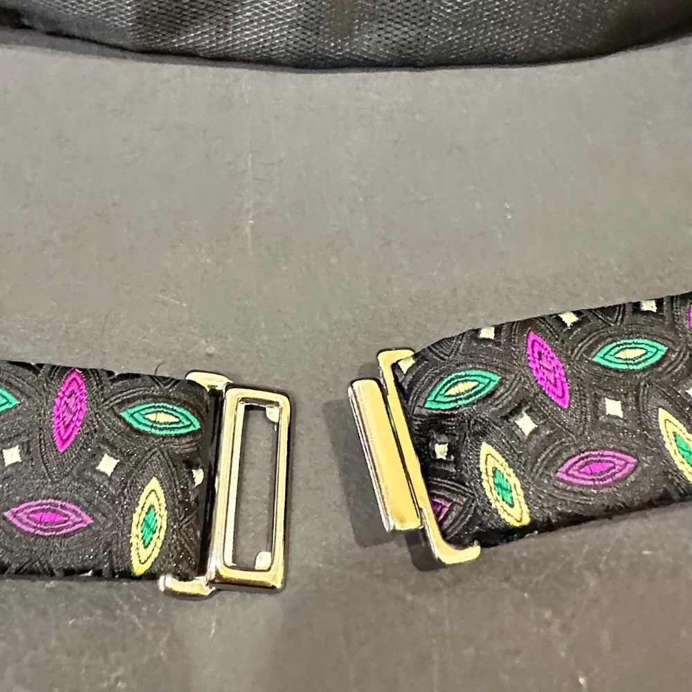 🌟HP🌟VTG 1990s Dion 1967 Mardi Gras Black Multi Silk Cummerbund & Bow Tie Set - Picture 10 of 11